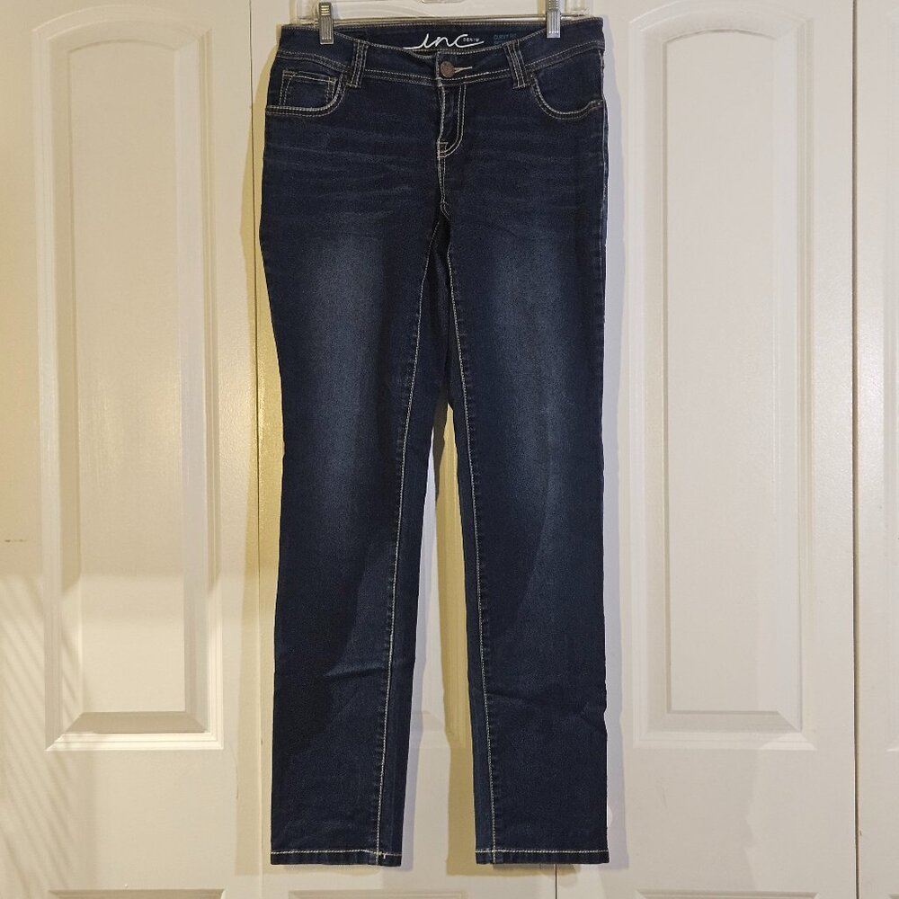 INC Women’s Jeans Size 4 Curvy Fit Skinny Leg Dark Wash Flattering Stretch Denim